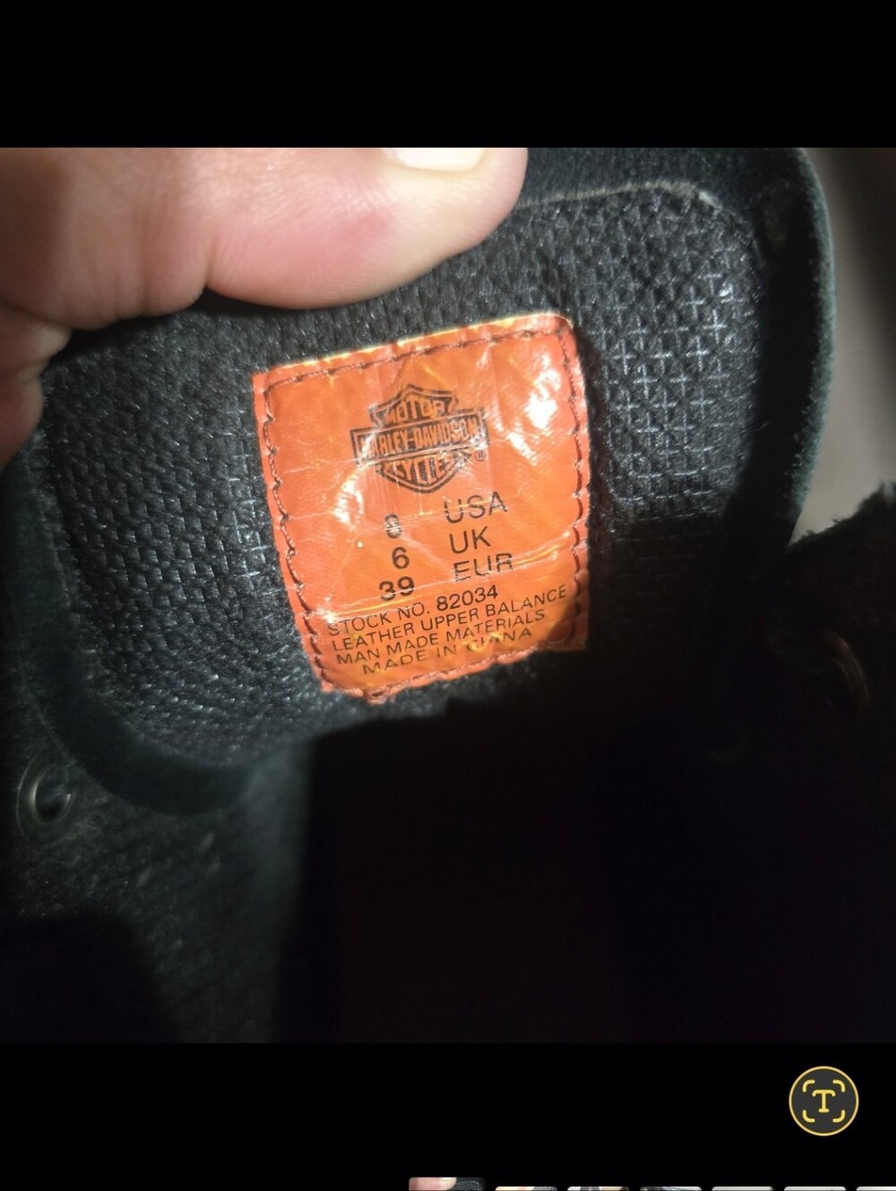 Harley-Davidson Black Lace-Up Quilted Collar Leather Boots - Picture 7 of 7